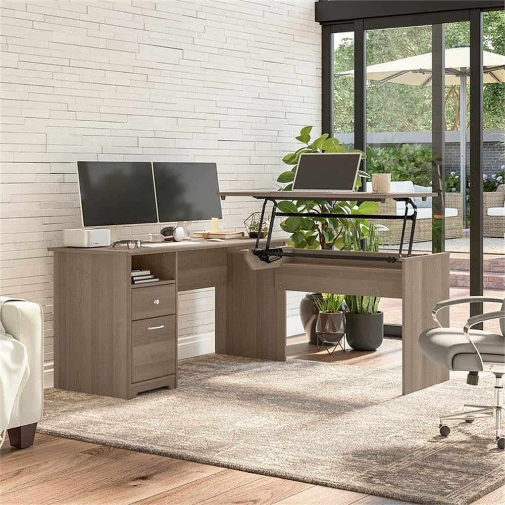 Amazon.com: Bush Furniture L Shaped Standing Desk with Drawers and